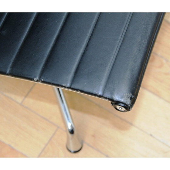 Image 1 of Vintage EA124 office armchair in chrome aluminum and leather by Charles and Ray Eames for Vitra