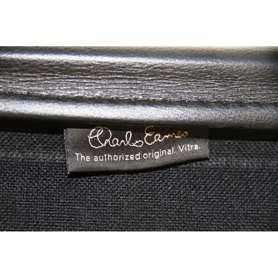 Image 1 of Vintage EA124 office armchair in chrome aluminum and leather by Charles and Ray Eames for Vitra