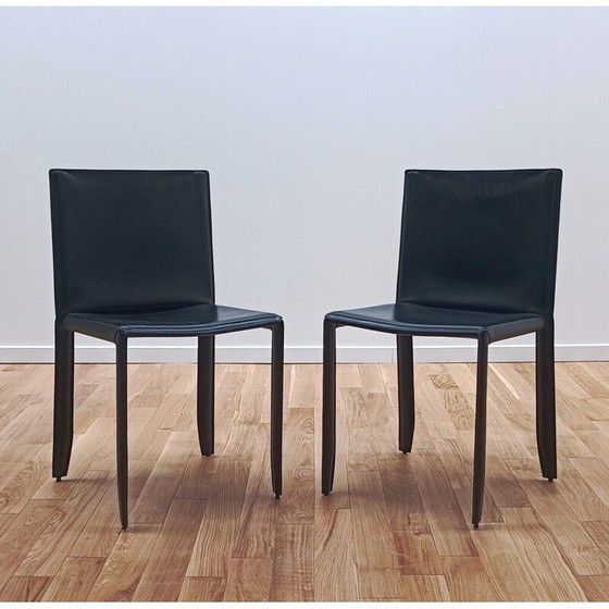 Image 1 of Vintage chair in thick black leather by Margot for Cattelan Italia