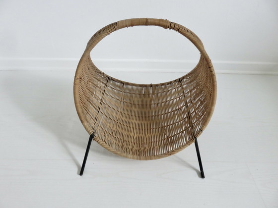 Image 1 of Magazine Rack Italy, Wicker, Modernist 70's