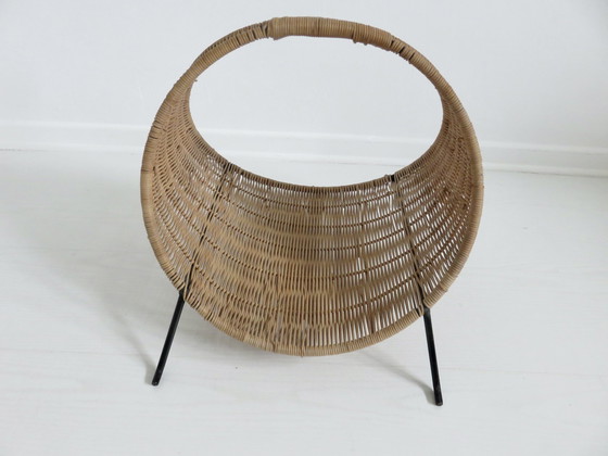 Image 1 of Magazine Rack Italy, Wicker, Modernist 70's