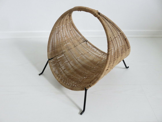 Image 1 of Magazine Rack Italy, Wicker, Modernist 70's