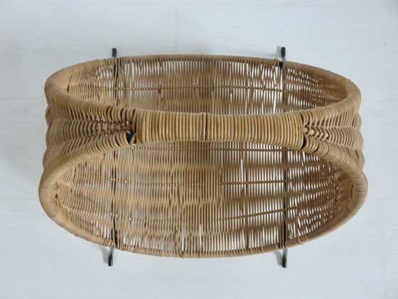 Image 1 of Magazine Rack Italy, Wicker, Modernist 70's