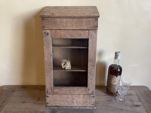 Antique Oak Display Case Hanging Cabinet French