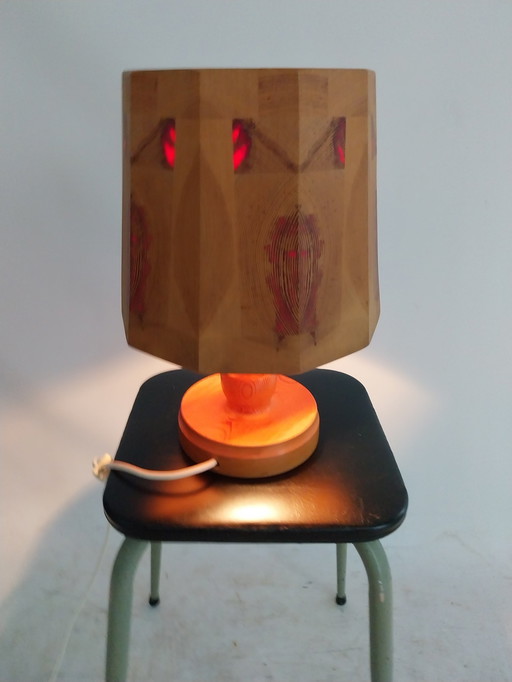 1 X Swedish Pine Wooden Lamp By Lief Wikner Persasen