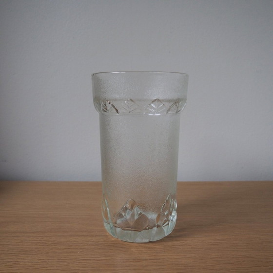 Image 1 of Mcm Italian Pressed Glass Vase With Leaf Pattern