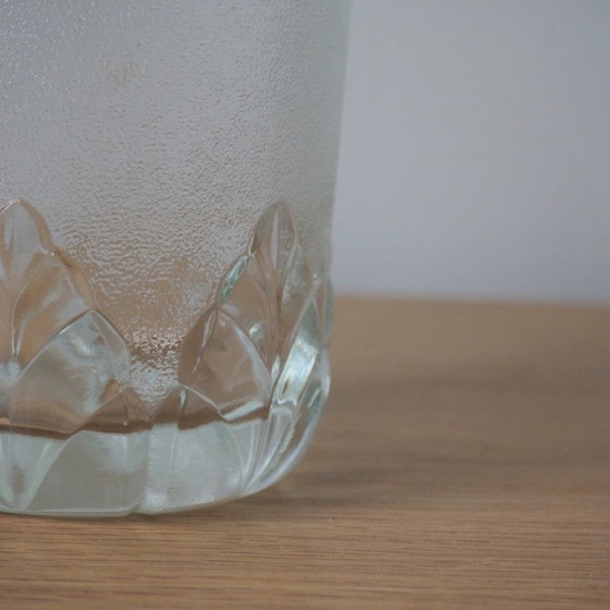 Image 1 of Mcm Italian Pressed Glass Vase With Leaf Pattern