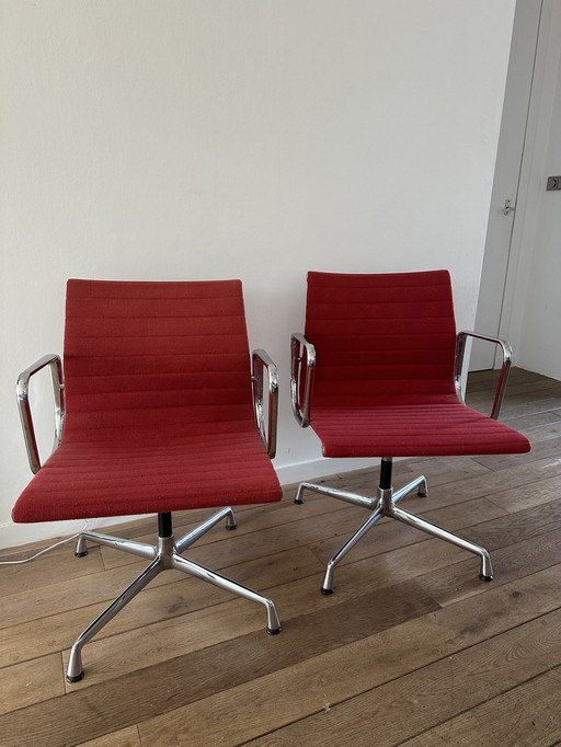 2X Vitra Eames EA108 Red/Chrome