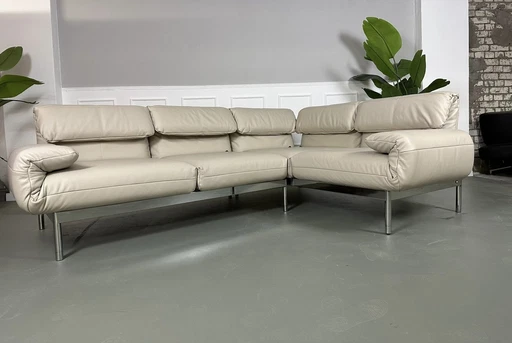 Rolf Benz Plura Leather Beige Designer Sofa Couch Exhibit