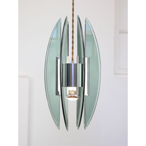 Vintage Space Age pendant lamp in plexiglass, Italy 1970