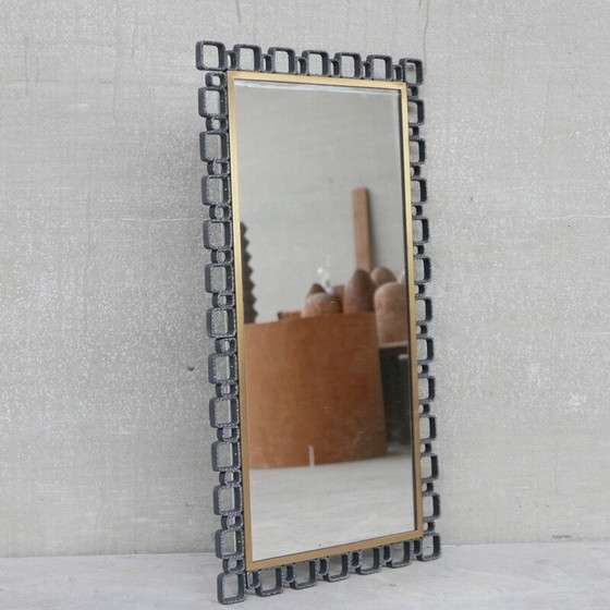 Image 1 of Vintage Brutalist iron mirror, Belgium 1970