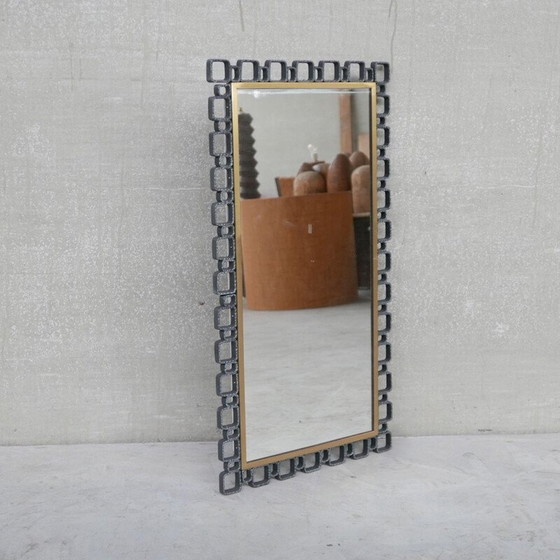 Image 1 of Vintage Brutalist iron mirror, Belgium 1970