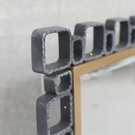 Image 1 of Vintage Brutalist iron mirror, Belgium 1970