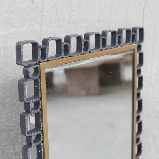 Image 1 of Vintage Brutalist iron mirror, Belgium 1970