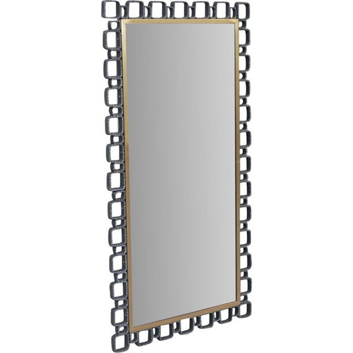 Specchio brutalista in ferro vintage, Belgio 1970