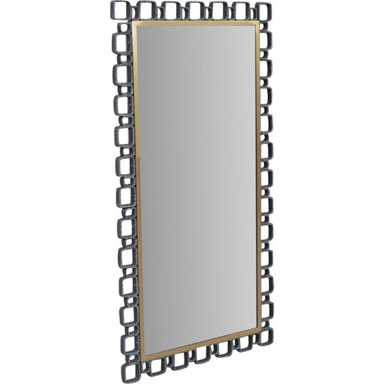 Image 1 of Vintage Brutalist iron mirror, Belgium 1970