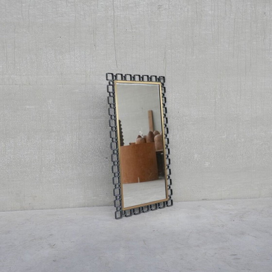 Image 1 of Vintage Brutalist iron mirror, Belgium 1970