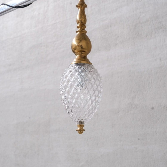Image 1 of Vintage brass and glass pendant lamp, France 1960