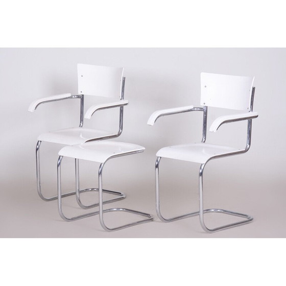 Image 1 of Pair of vintage white chairs and stool by Mart Stam for Mucke Melder, 1930s