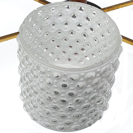 Image 1 of Lustre scandinave du milieu du siècle en laiton, cuivre, teck et verre, années 1960