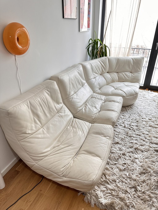 Château D'Ax sofa set leather white 3-piece