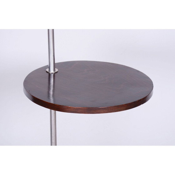 Image 1 of Lampada da terra vintage Bauhaus in acciaio cromato e faggio, Cecoslovacchia 1930