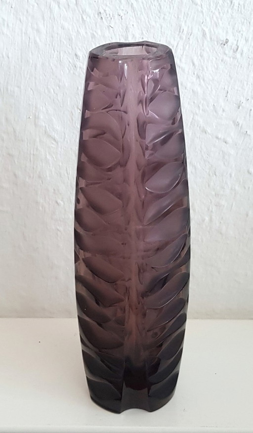 Purple Vase With Cut By Horacek Vaclav For Zbs, 1957