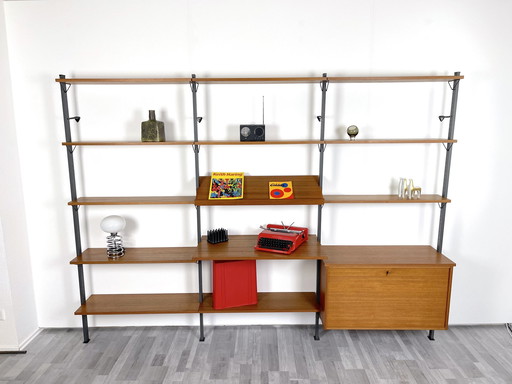 Teak shelving system Olof Pira 60Er Sweden Wallshelf