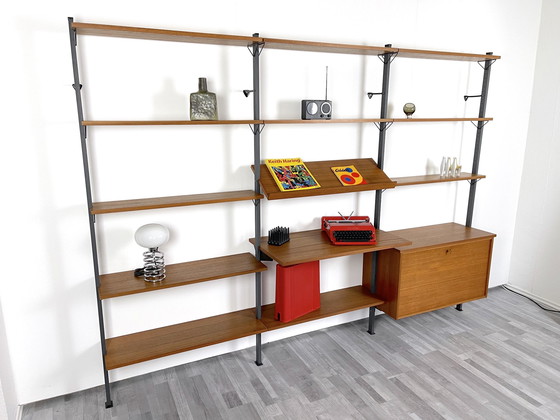 Image 1 of Teak shelving system Olof Pira 60Er Sweden Wallshelf