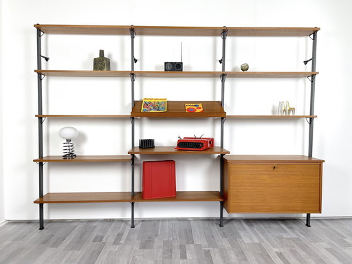 Teak shelving system Olof Pira 60Er Sweden Wallshelf