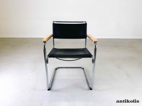 Image 1 of Original Thonet chair S33/ S34 with armrest Mart Stam leather black