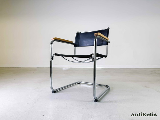 Image 1 of Original Thonet chair S33/ S34 with armrest Mart Stam leather black