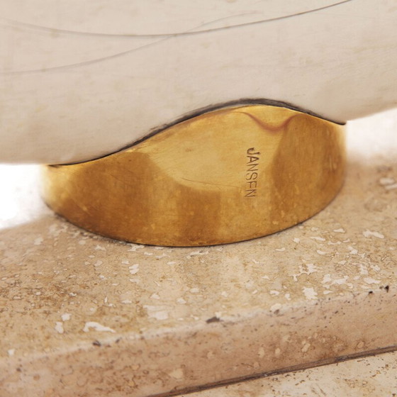Image 1 of Vintage glass and travertine coffee table by Maison Jansen for Ralph Pucci, Italy 1970
