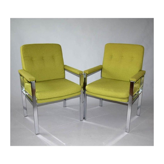 Image 1 of Pair of vintage chrome armchairs by Milo Baughman, 1970