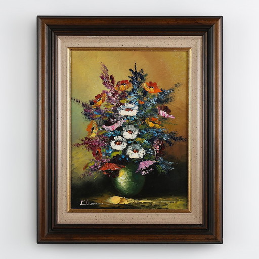 Belgian Artist, Still Life With A Bouquet Of Flowers, 1950S, Oil On Canvas, Framed