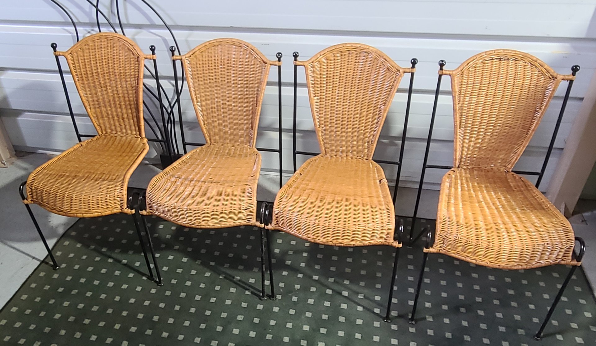 wicker and steel chairs