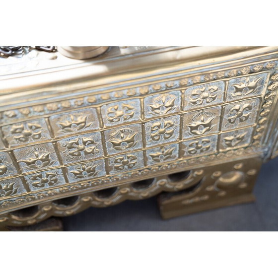 Image 1 of Lucidascarpe vintage in ottone e legno naturale, Turchia 1970