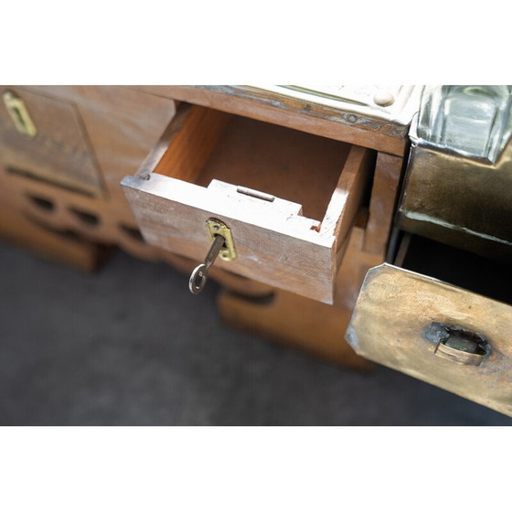 Image 1 of Lucidascarpe vintage in ottone e legno naturale, Turchia 1970