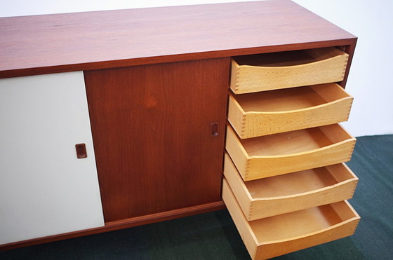 Image 1 of Danish teak vintage sideboard chest of drawers sliding doors drawers