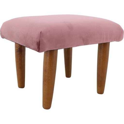 Vintage teak Danish stool with upholstered, 1960s
