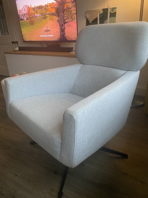 Swivel Armchair Pebble Light Gray With Black Cross Base