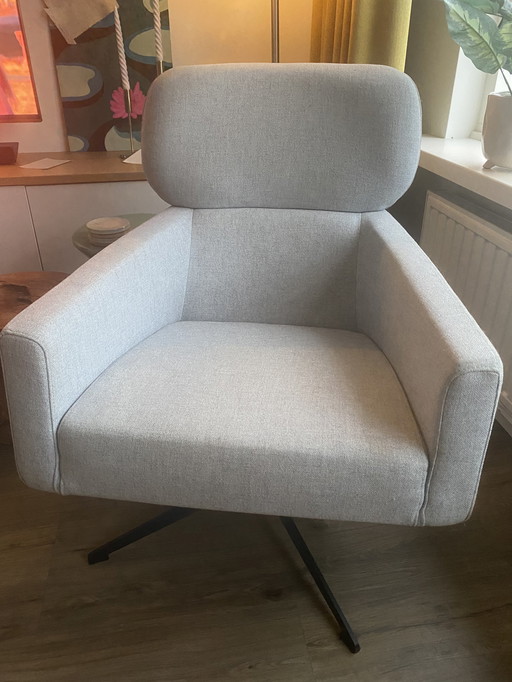 Swivel Armchair Pebble Light Gray With Black Cross Base