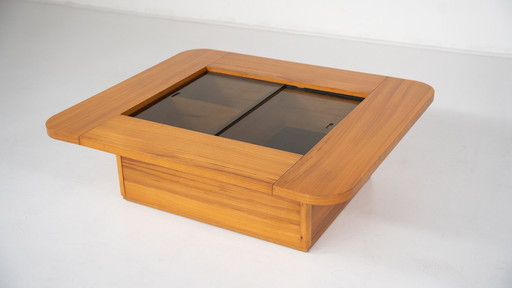 Mid-Century Modern Coffee Table, Wood And Glass, 1970S