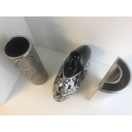 Image 1 of Set of 3 vintage glazed ceramic vases, Italy