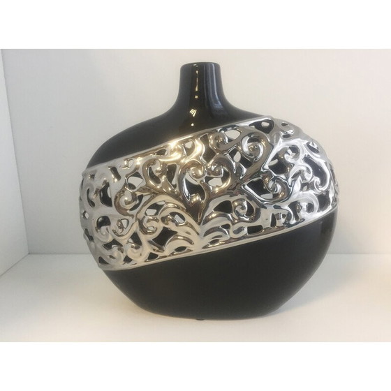 Image 1 of Set of 3 vintage glazed ceramic vases, Italy