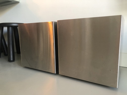 2x Superline Stainless Steel Design Planters