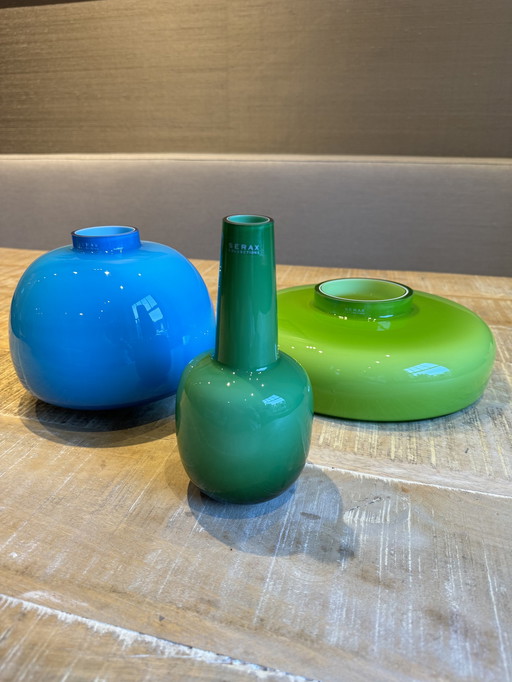 Serax glass vases blue / turquoise and green