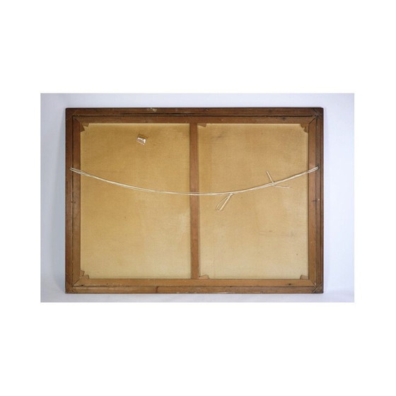 Image 1 of Vintage oil painting two fishermen with a boat and the sea, 1915-1929