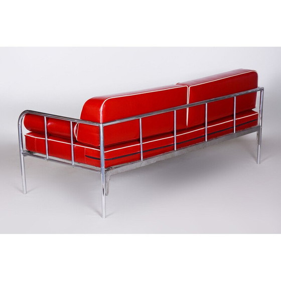 Image 1 of Divano vintage in pelle rossa di Vichr &amp; Co., anni '30