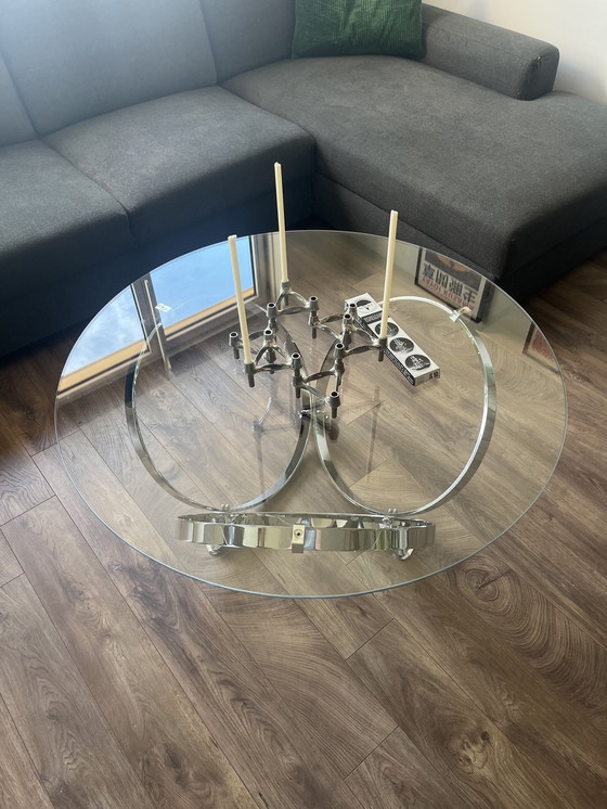 Image 1 of Space Age Coffee Table, Knut Hesterberg, Chrome, Glass